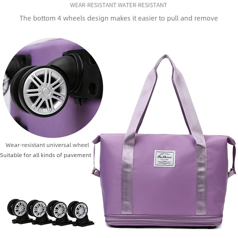 Travel Bag Large Capacity Universal Wheel Student Business Trip Waiting Storage Bag Waterproof Wet And Dry Separation Expandable Luggage Bag