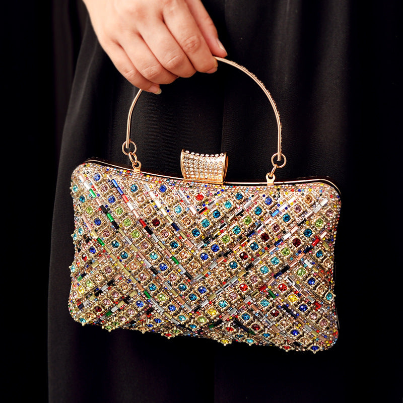 Colorful Diamond-Studded  Resin Evening Clutch