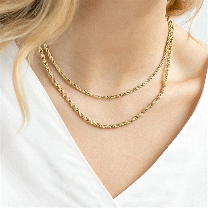 Stainless Steel 14K Gold Plated Fashion Plating U Shape Necklace