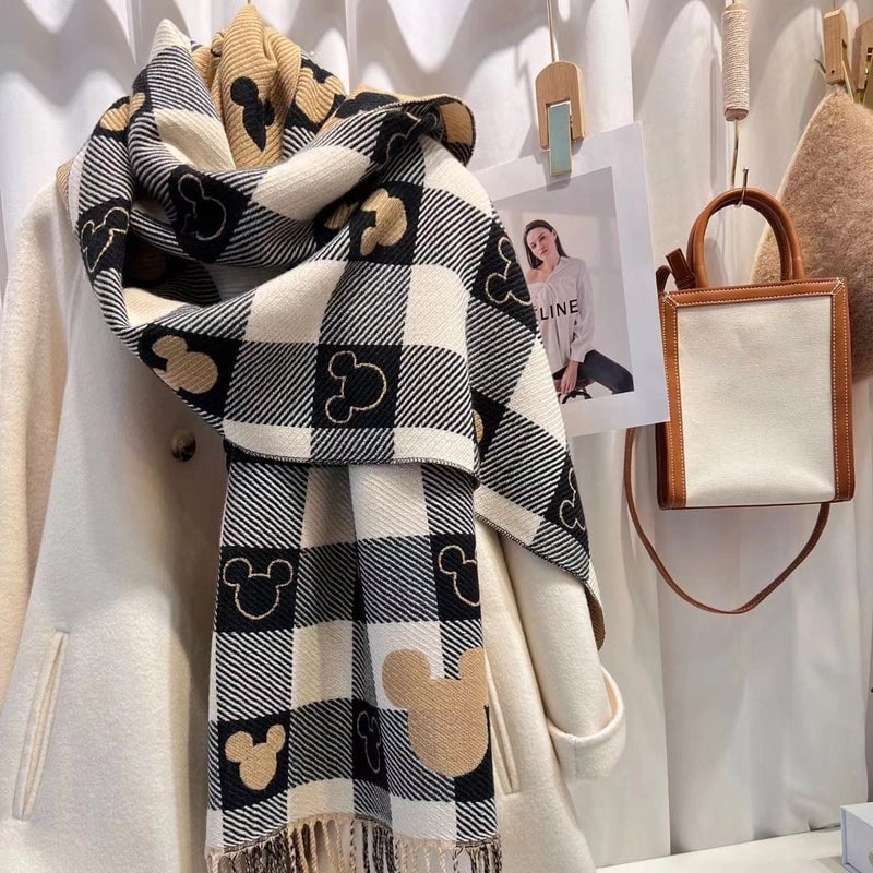 Plaid Scarf Women's Winter High-grade Gradient Mohair Thickened Warm Scarf New Cashmere-like Shawl