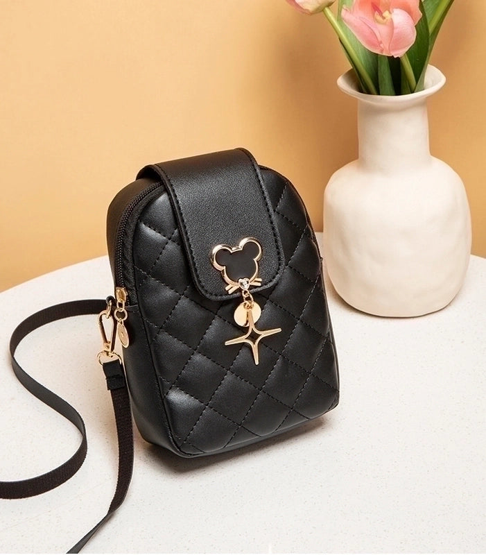 Fashion Solid Color Lingge Square Buckle Crossbody Bag
