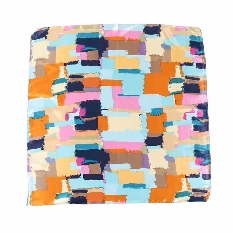 Women's Minimalist Classic Style Color Block Polyester Printing Silk Scarf