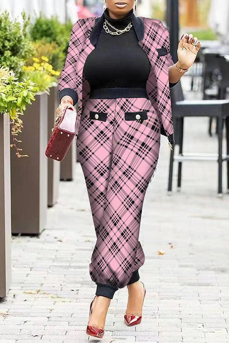 Fashion Casual Print Patchwork Long Sleeve Two Pieces