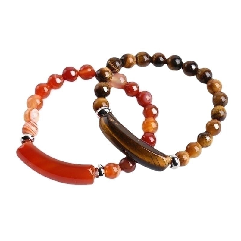 Minimalist Geometric Stainless Steel Natural Stone Polishing Bracelets