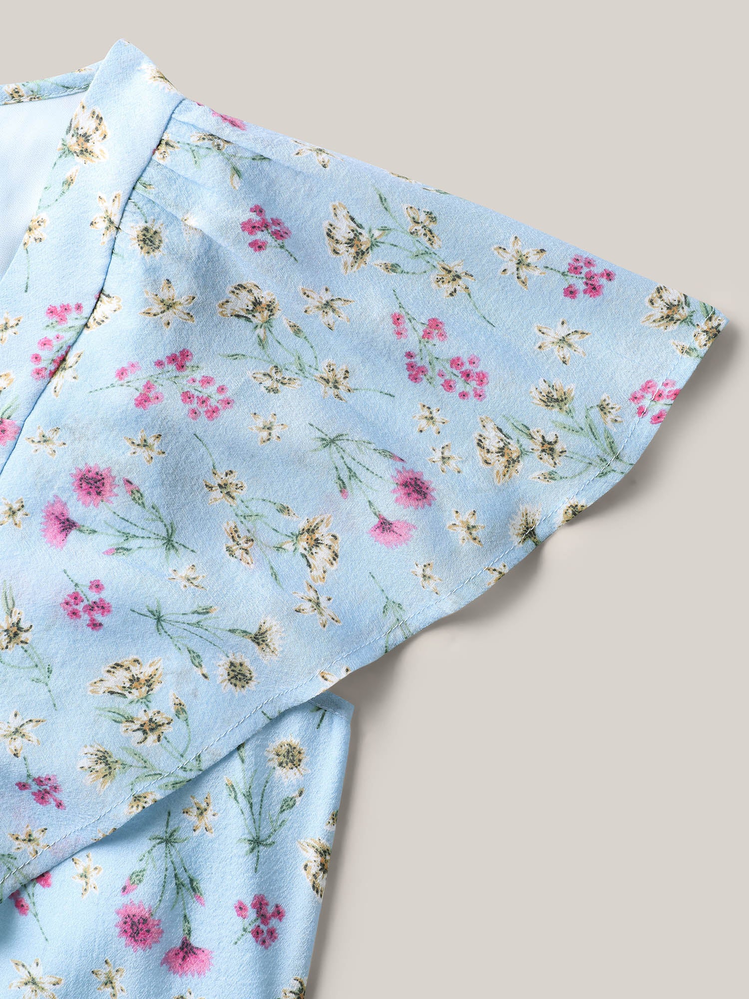 Floral Print Ruffled Flowy Blouse