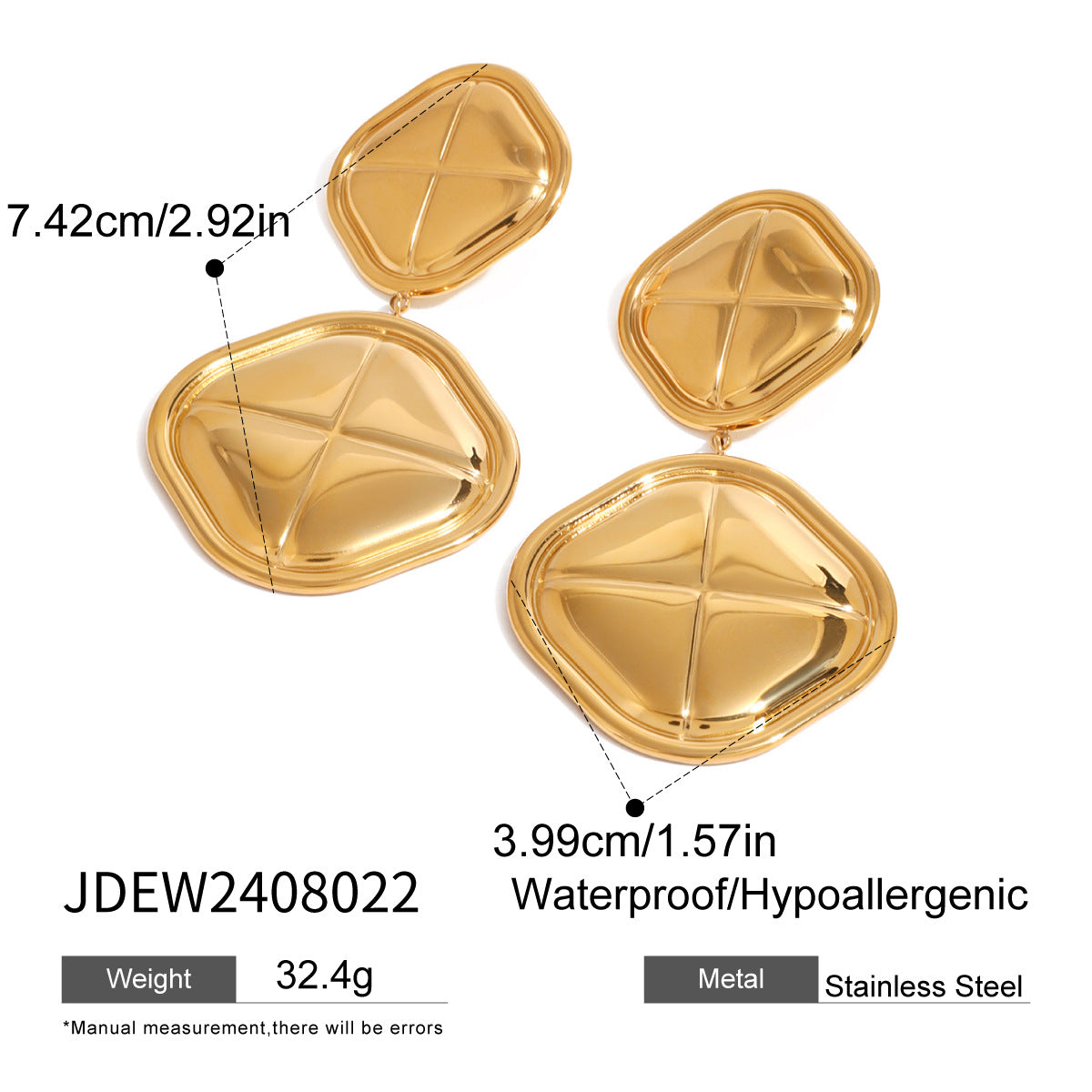 Stainless Steel Exaggerated Earrings Color Matching Niche Earrings Titanium Steel 18K Gold Earrings