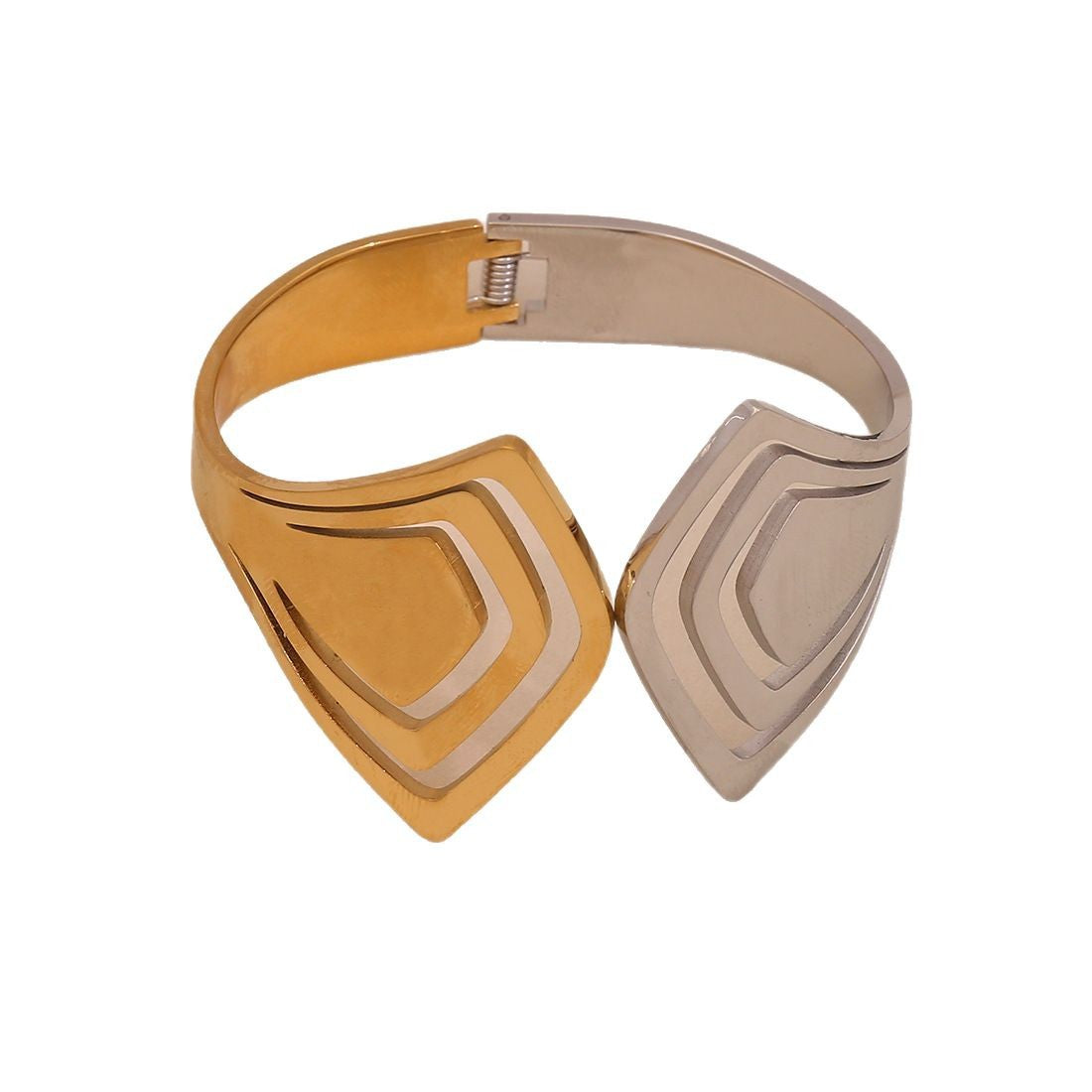 Gold And Gold Double Hollow Bracelet Exaggerated Geometric Stainless Steel Jewelry B627