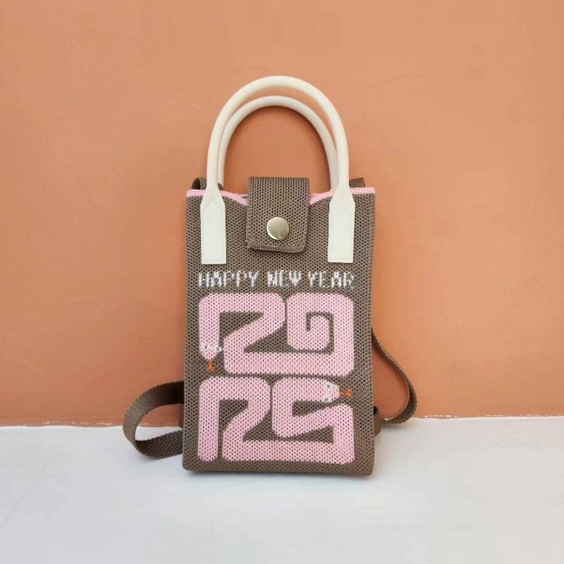Women's Polyester Cartoon Cute Square Hidden Buckle Shoulder Bag Handbag Crossbody Bag