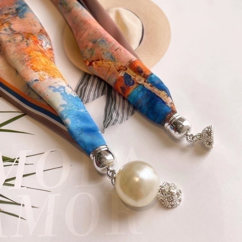 Women's Fashion Color Block Stripe Satin Silk Scarves