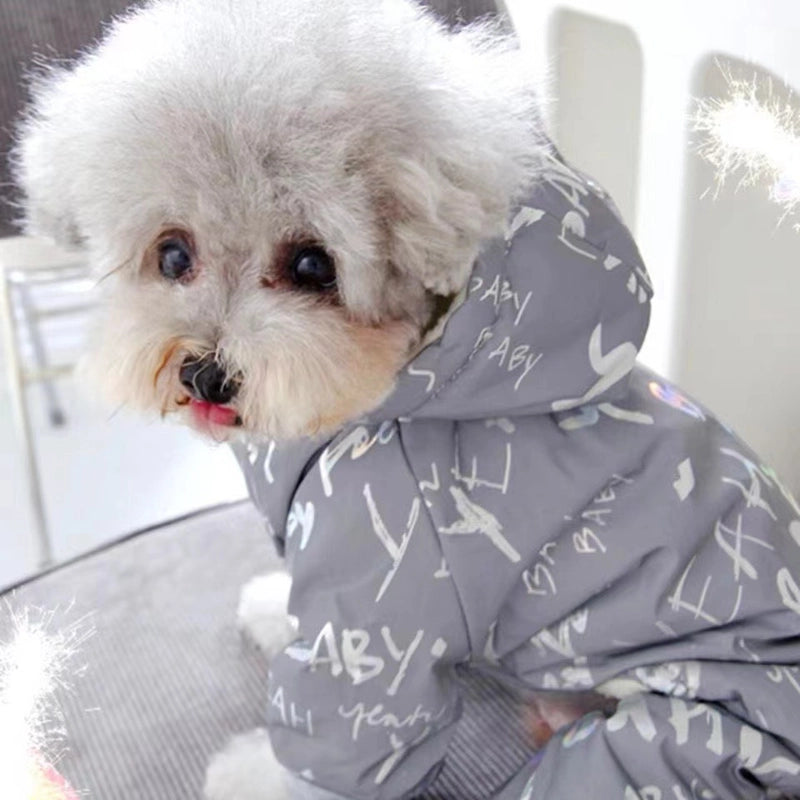 Night Reflective Pet Clothes For Bichon Frise Pomeranian Shih Tzu Small Dogs Autumn/winter Cotton Coat Four-legged Clothing