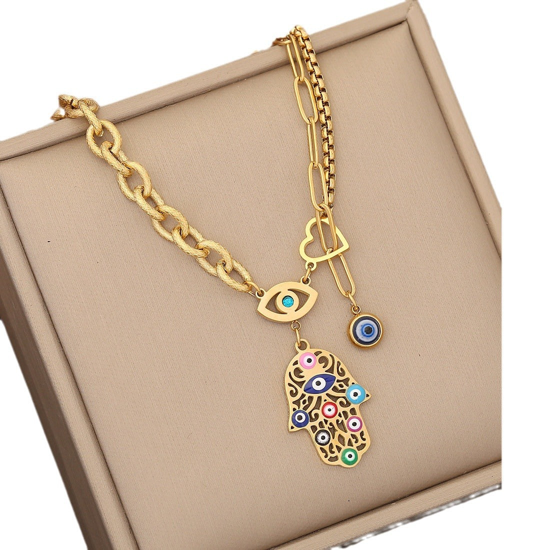 Expressive Eye Stainless Steel Oil Dripping Necklaces