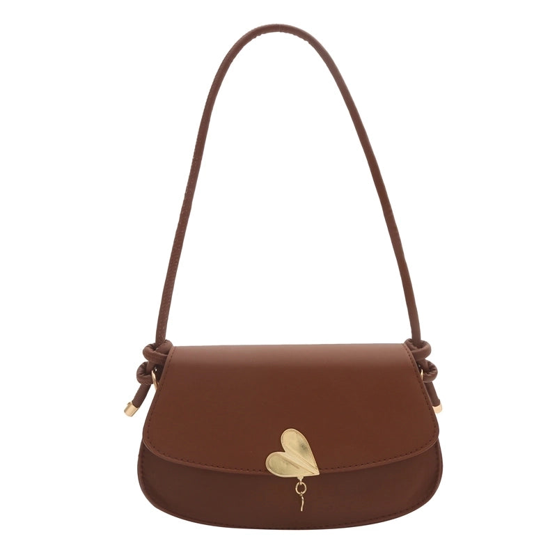Women's Pu Leather Solid Color Vintage Style Classic Style Semicircle Lock Clasp Shoulder Bag