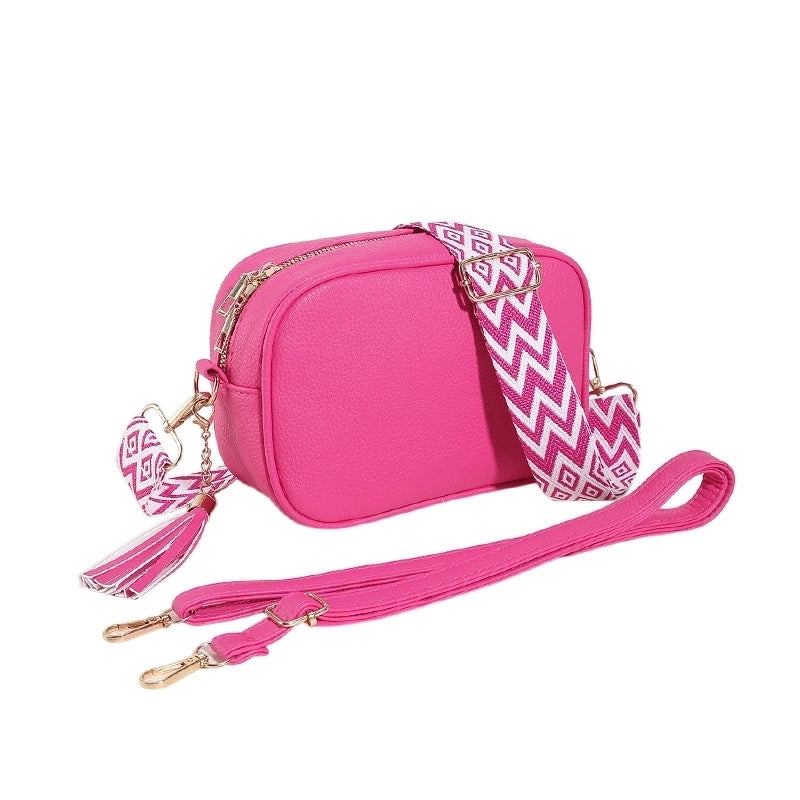 Women's Small Pu Leather Solid Color Basic Vintage Style Square Zipper Shoulder Bag Crossbody Bag Square Bag