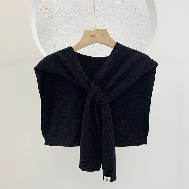 Unisex Casual Sweet Solid Color Knit Shawl