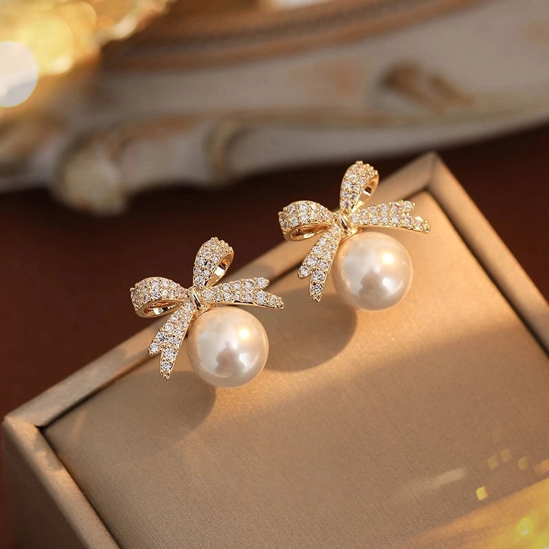 1 Pair Minimalist Round Inlay Alloy Zircon Ear Studs