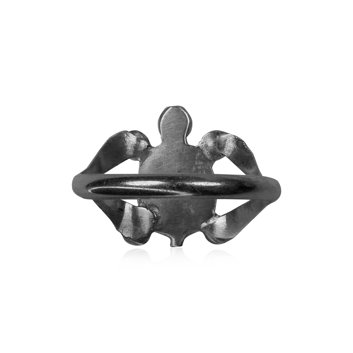 Stamped Turtle Double Pronged Ring