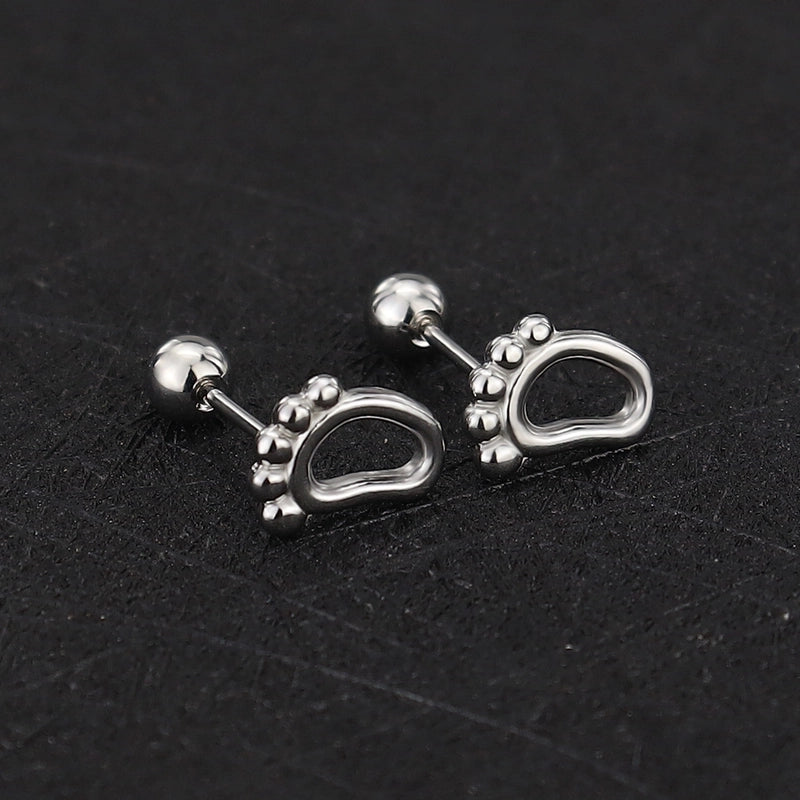 1 Piece Cute Minimalist Geometric Animal Crown Plating Titanium Steel Ear Studs