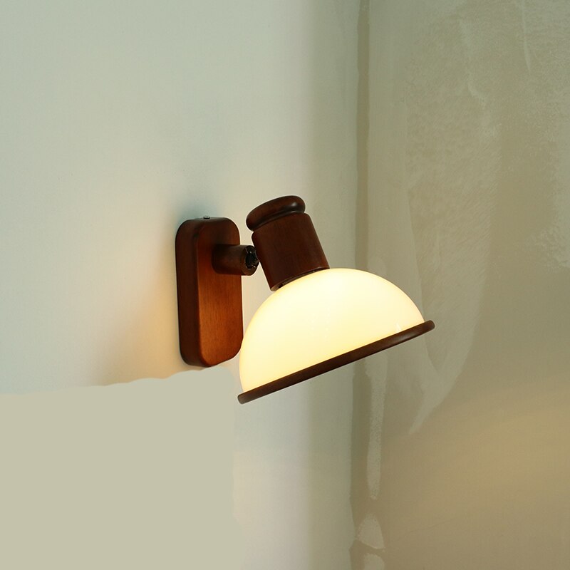 Retro Solid Wood Wall LED Lamp with Plug