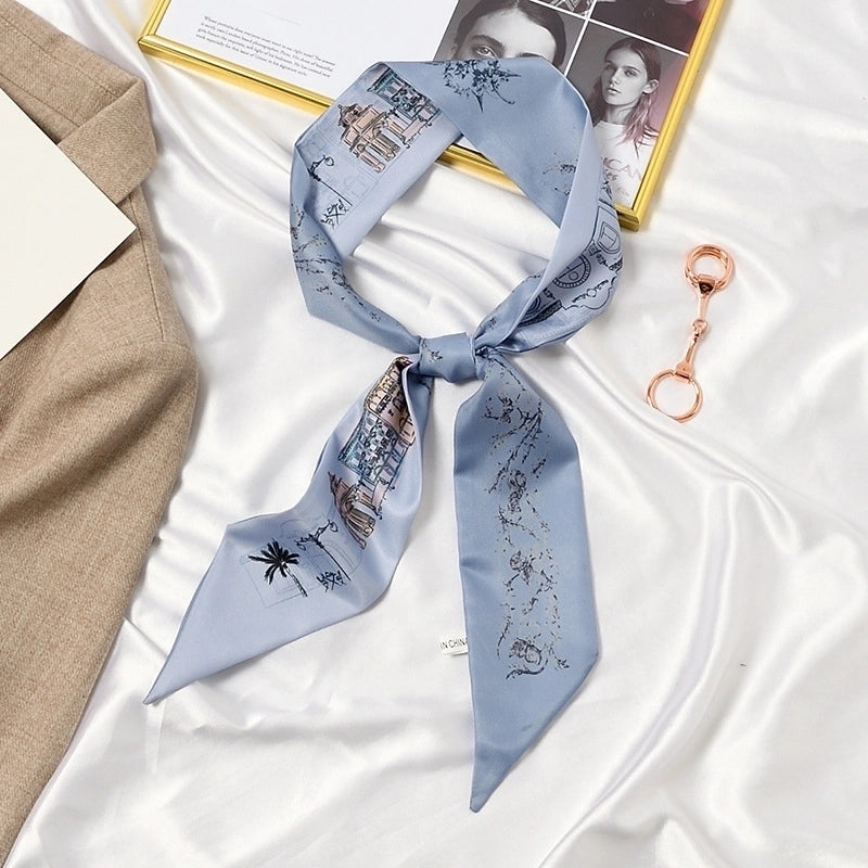 Women's Lady Geometric Satin Silk Scarf