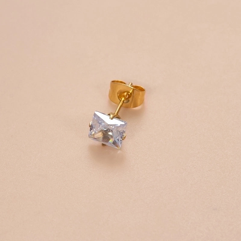 1 Piece Ear Cartilage Rings & Studs Minimalist Classic Style Geometric Square 316L Stainless Steel  Plating Inlay Zircon