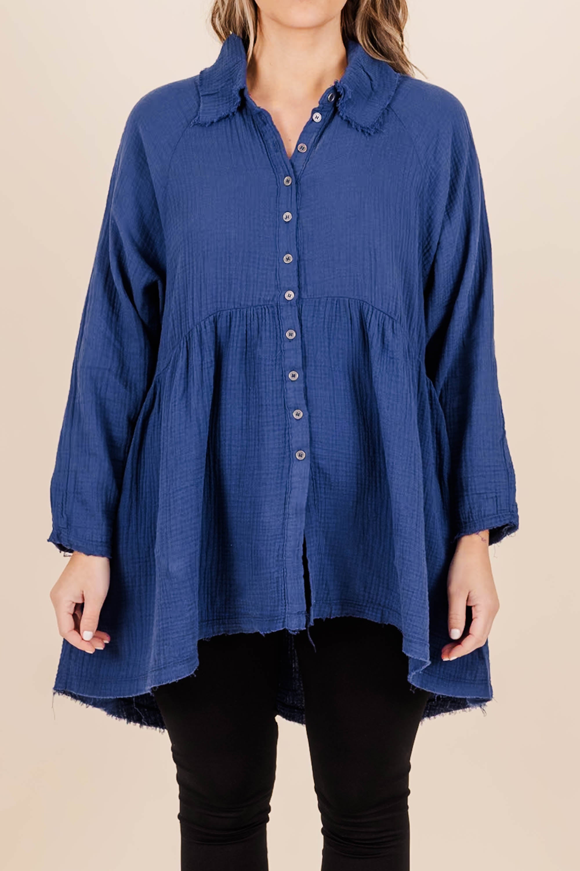 Stuck In Her Daydream Top. Light Navy