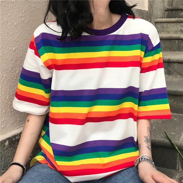 Rainbow Striped Tee