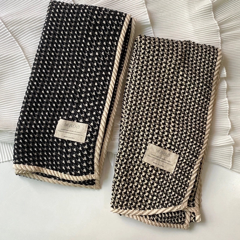 Women's Vintage Style Plaid Cotton And Linen Scarf