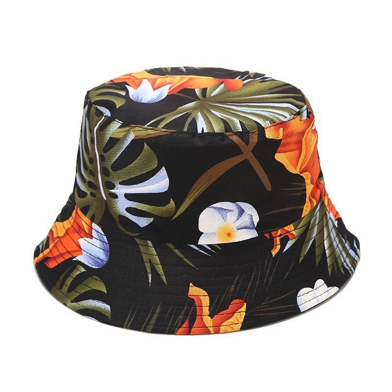 Women's Minimalist Flower Printing Flat Eaves Bucket Hat