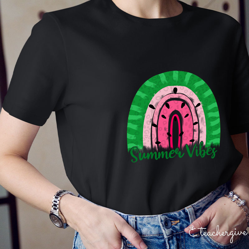 Watermelon Summer Vibes Teacher T-Shirt