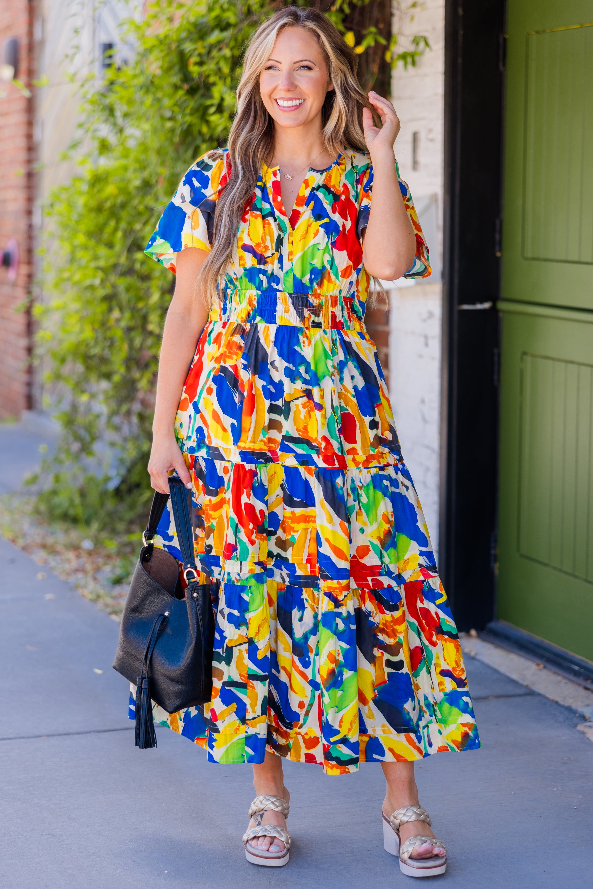 Wish Me Joy Dress. Blue Watercolor