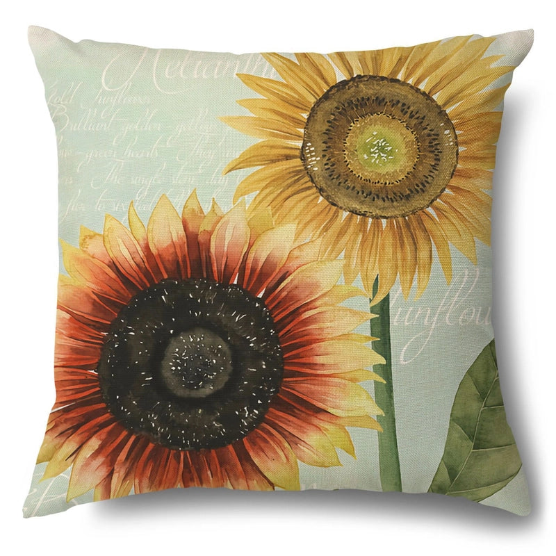 Pastoral Sunflower Linen Pillow Cases