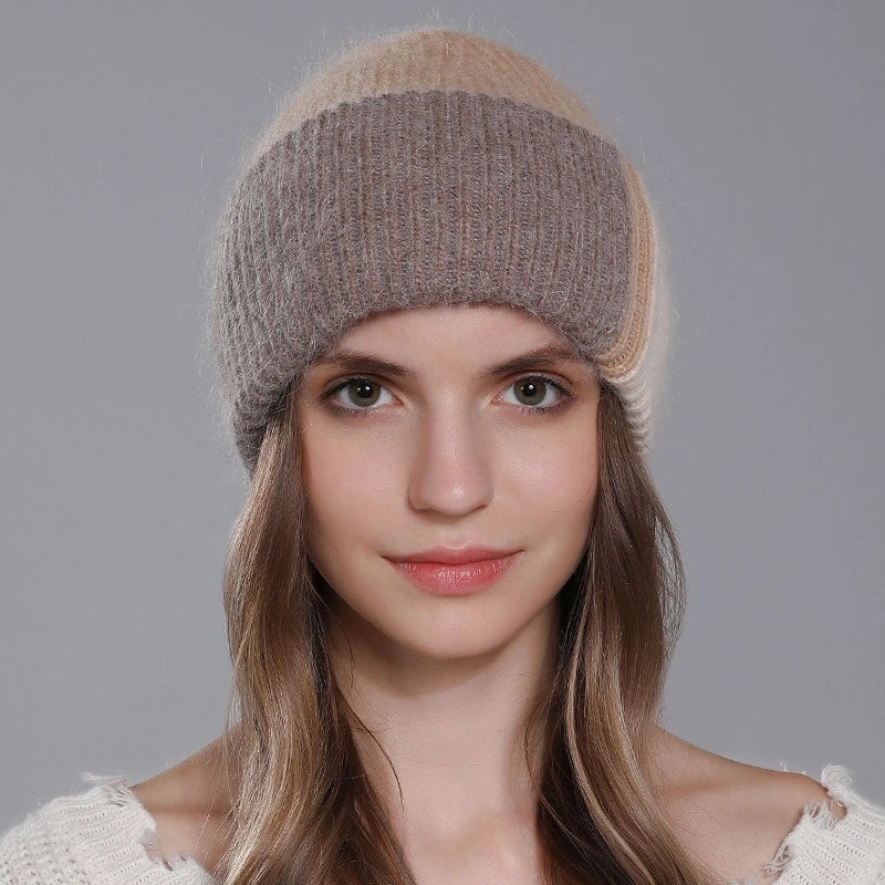Women's Minimalist Color Block Flat Eaves Wool Cap