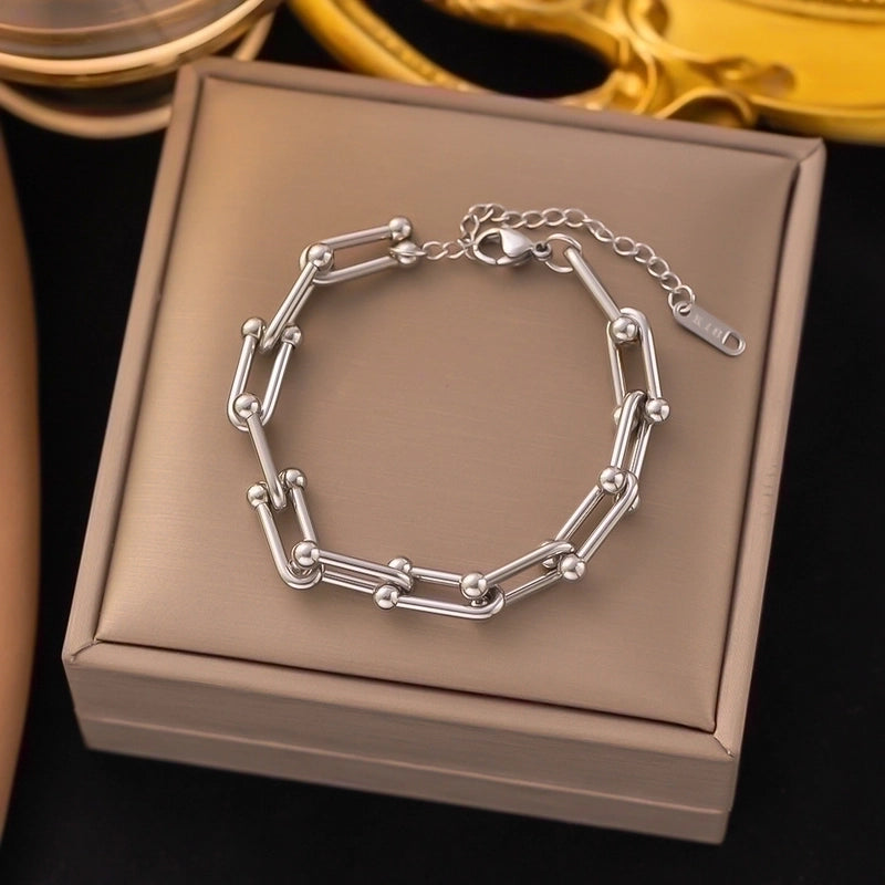 304 Stainless Steel 18K Gold Plated Casual Minimalist Plating Chain Solid Color Bracelets Earrings Necklace