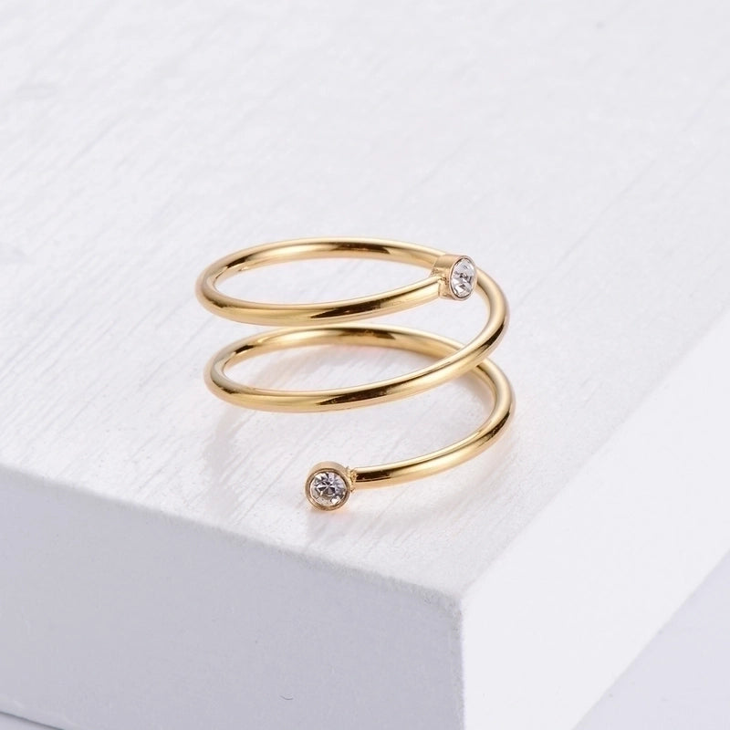 Stainless Steel 18K Gold Plated Fashion Geometric Rhinestones
