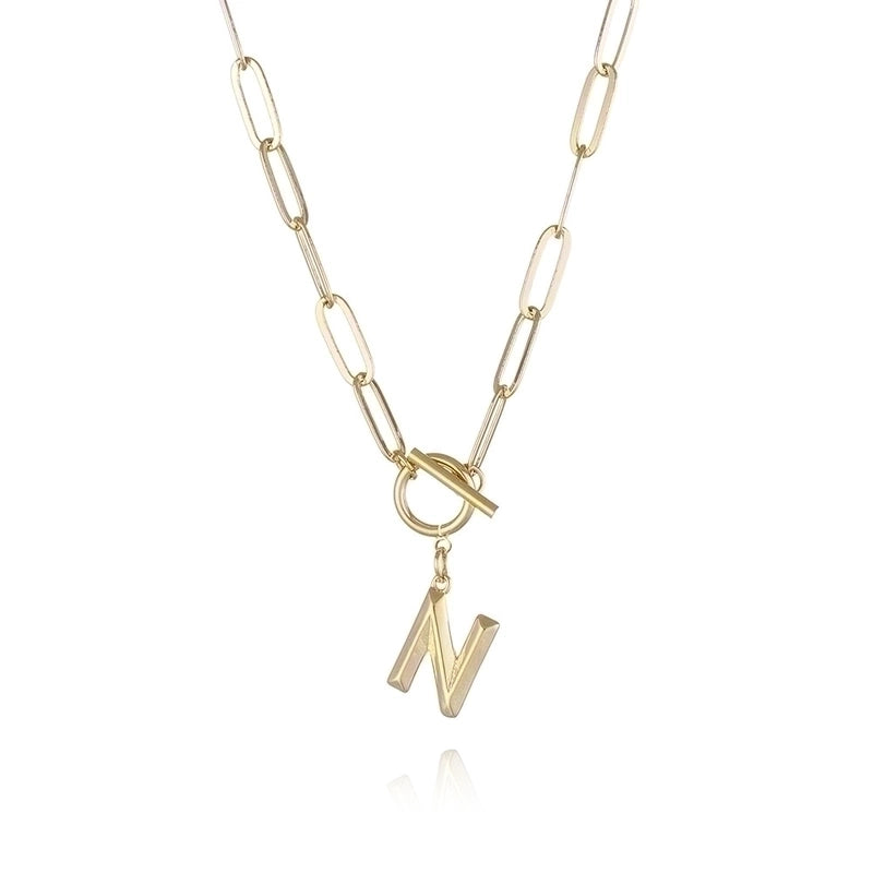 Copper 14K Gold Plated Fashion Plating Letter Pendant Necklace