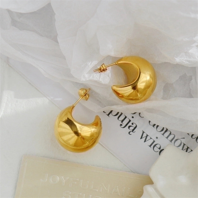 1 Pair Minimalist Solid Color Plating Stainless Steel Gold Plated Earrings