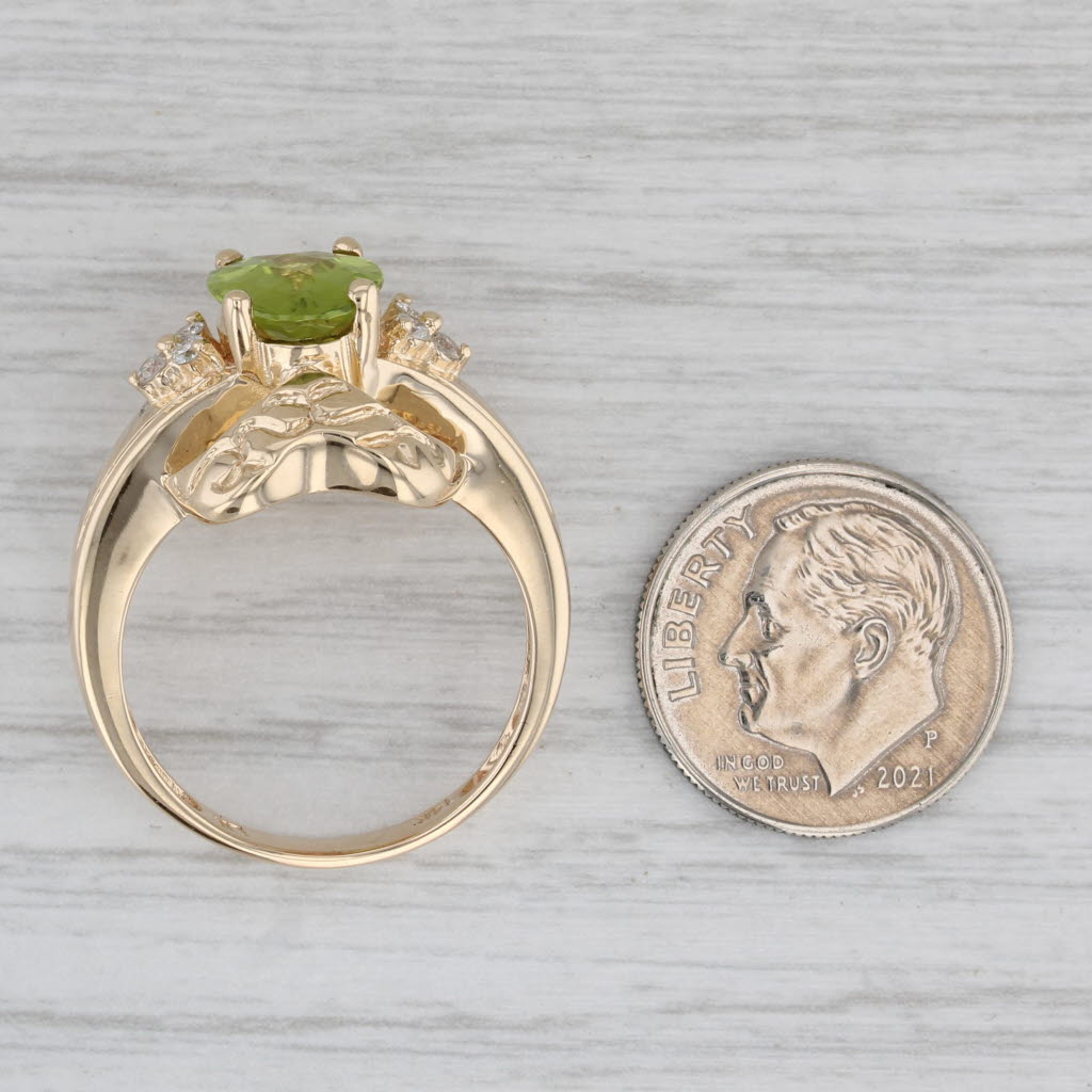 3ctw Peridot Diamond Ring 14k Yellow Gold Size 9.25 Oval Solitaire