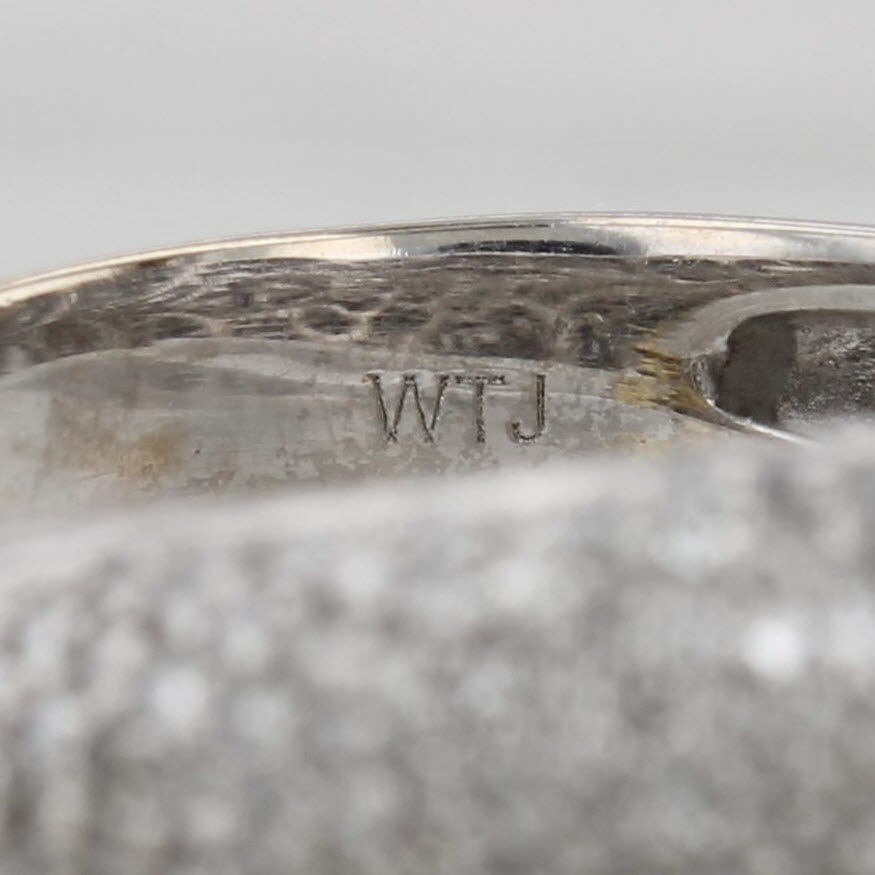 1.25ctw Pave Diamond Ring 14k White Gold Size 8 Contoured Cocktail