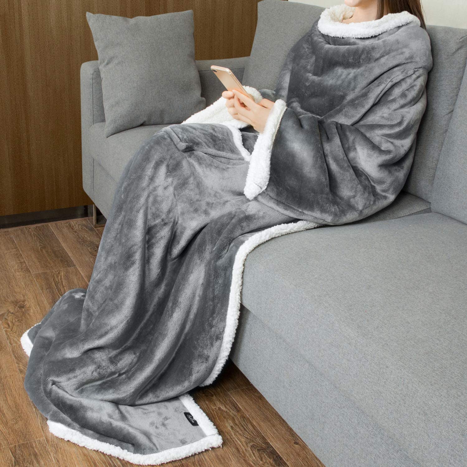 Sofa TV Wearable Blanket With Sleeves