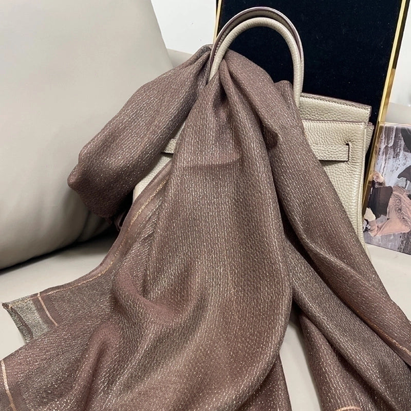 Women's Elegant Solid Color Polyester Silk Scarf