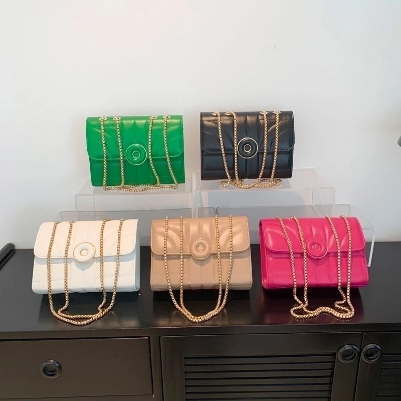 Women's Pu Leather Solid Color Elegant Square Magnetic Buckle Shoulder Bag Crossbody Bag