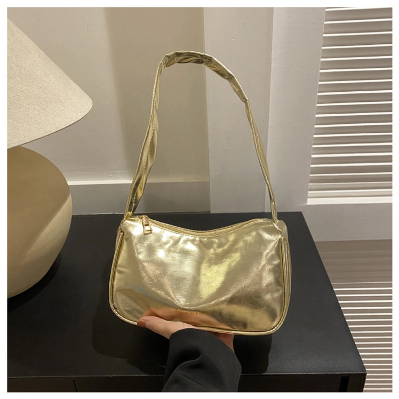Women's Small Pu Leather Solid Color Streetwear Square Zipper Underarm Bag