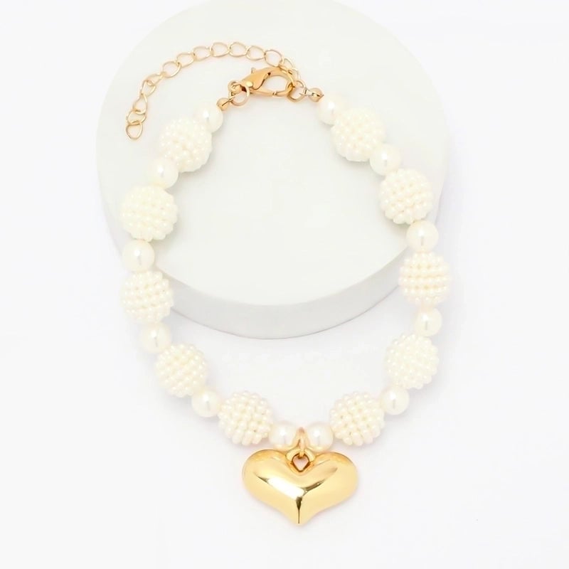 Minimalist Commute Imitation Pearl Heart Shape Pet Accessories