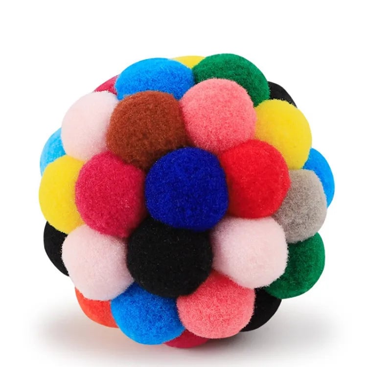 Trumpet 4.5cm With Bell Sounding Colorful Ball Cat Interactive Toy Plush Ball Handmade Elastic Cat Toy Ball