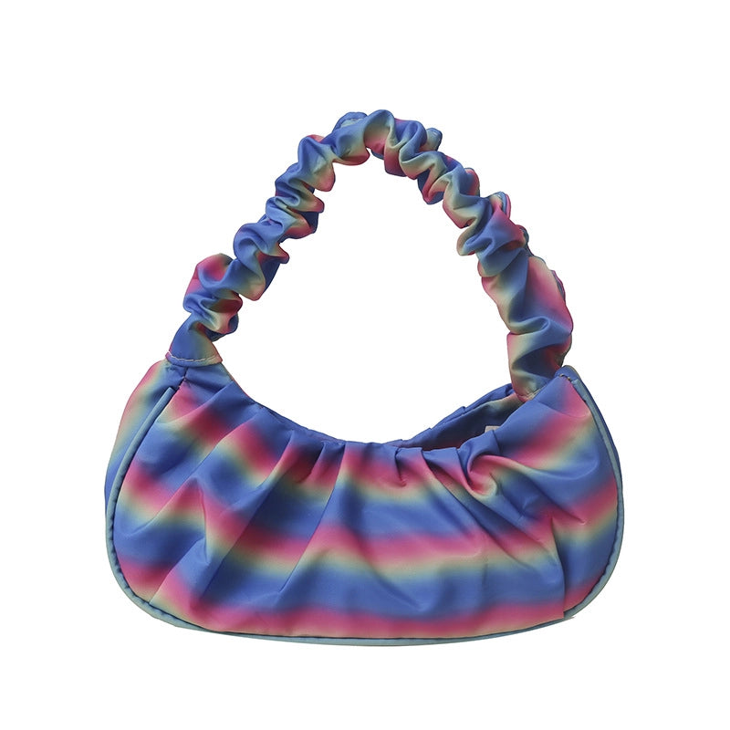 Women's Medium Pu Leather Rainbow Streetwear Pillow Shape Magnetic Buckle Underarm Bag