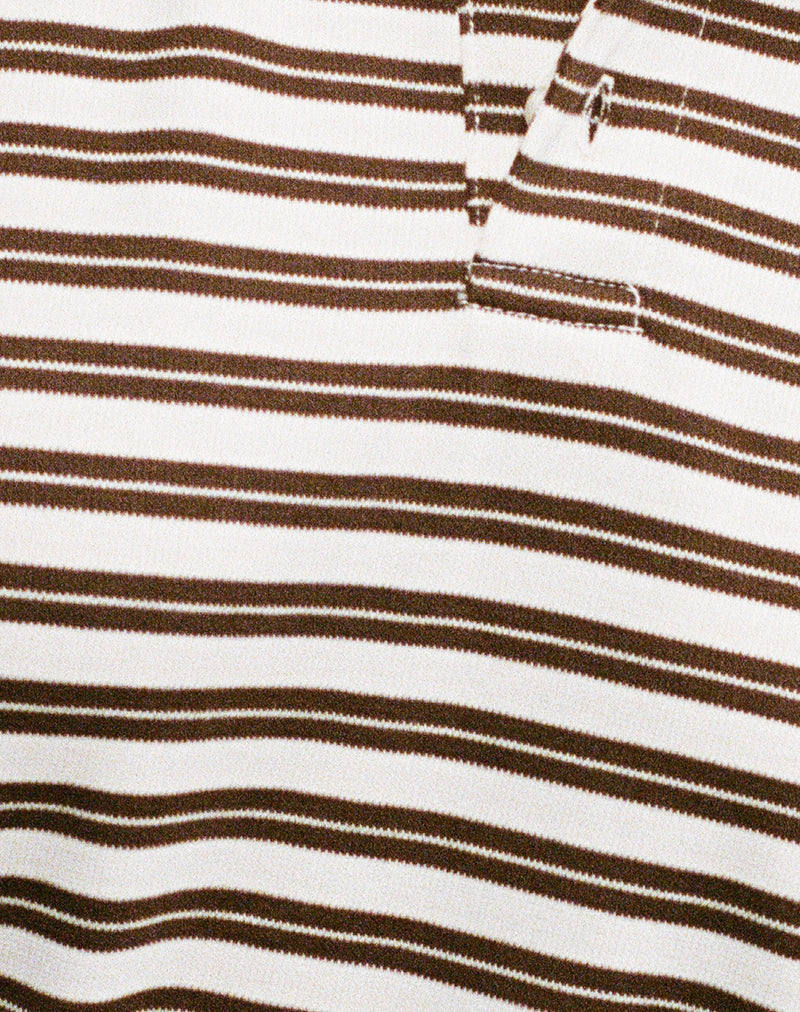 Kemillau Baggy Shirt in Brown with White Stripes