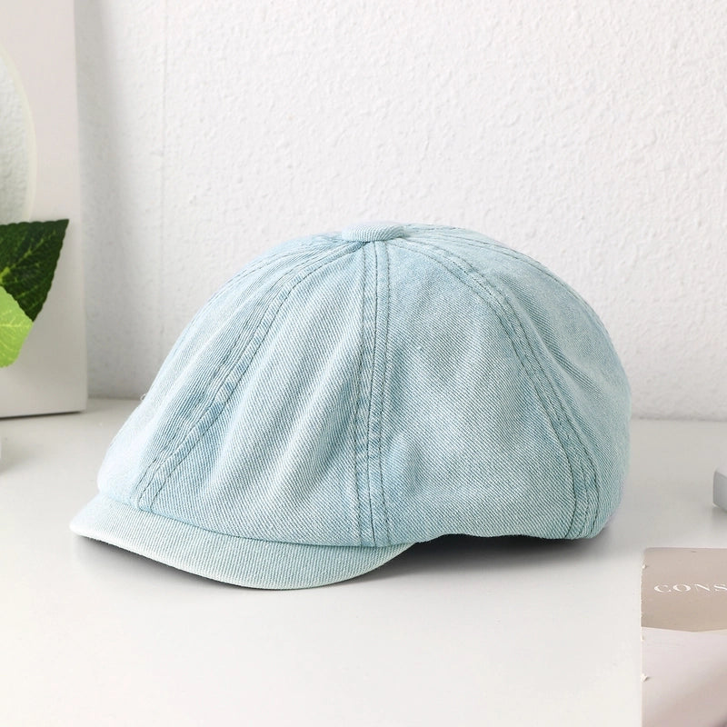 Women's Vintage Style Minimalist Solid Color Short Brim Newsboy Cap