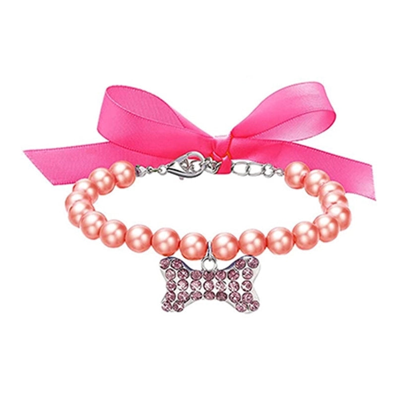 Cartoon Style Imitation Pearl Cloth Color Block Pet Accessories