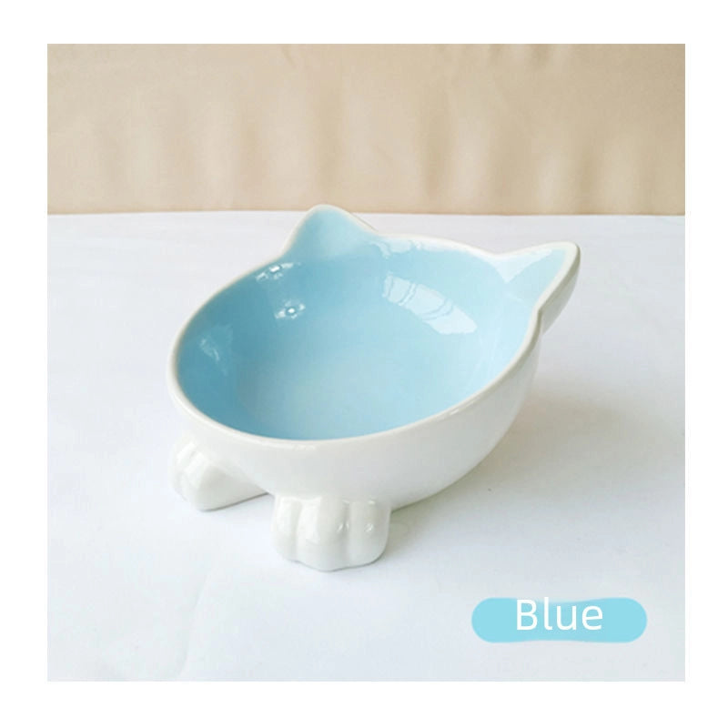 Cat Bowl Ceramic Goblet Pet Bowl Oblique Mouth Cat Bowl Animal Easy Cleaning Cute Ceramic Pet Food Bowl