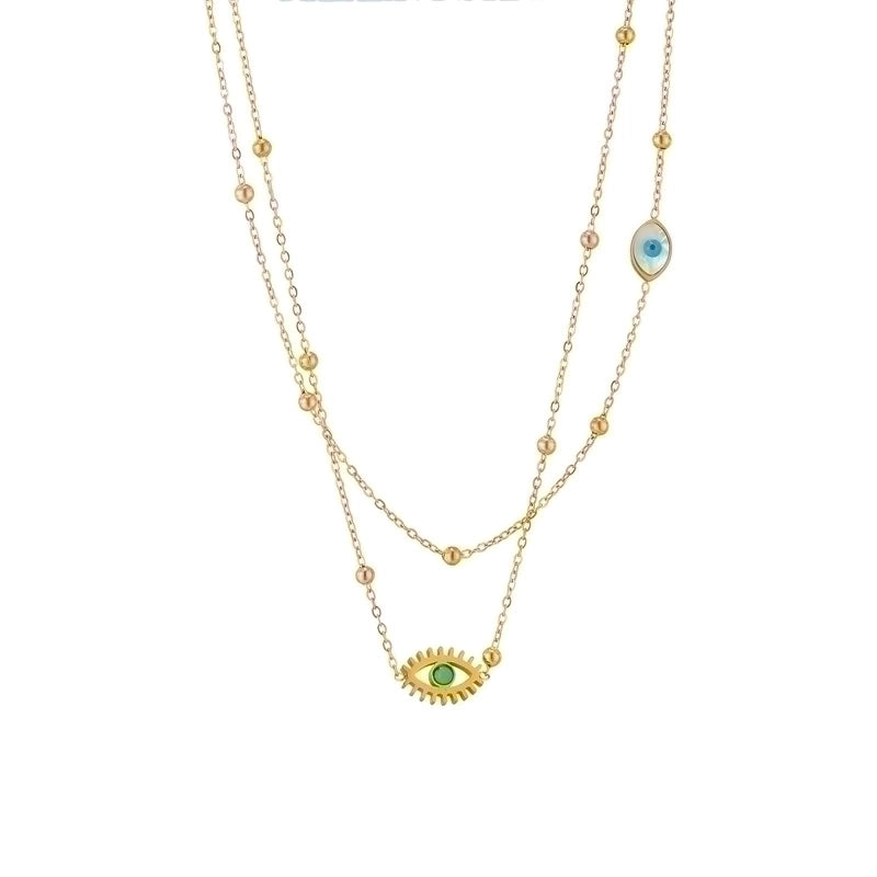 Fashion Devil'S Eye 304 Stainless Steel 18K Gold Plated Plating Stainless Steel Necklaces